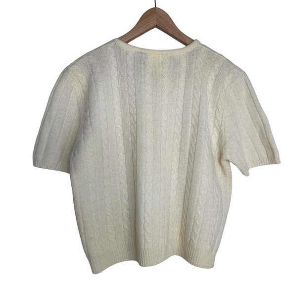 Vintage By Katherine Bishop Wool & Angora‎ Blend Cable Knit Short Sleeve Sweater - Picture 9 of 10